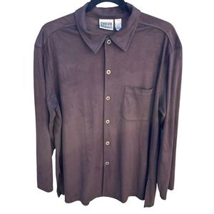 Chicos Minimalist Layering Faux Suede Shirt Shacket Earth Tone‎ Brown Womens L